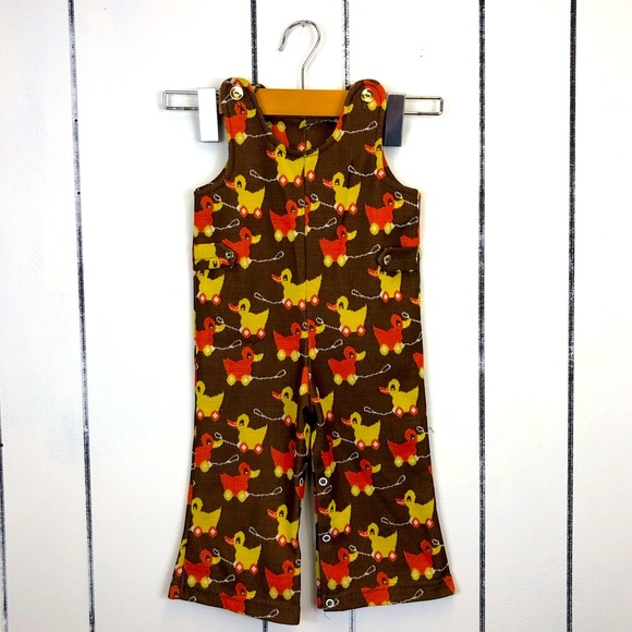 Other - Vintage 60s Duck Print Overalls Sz 2T